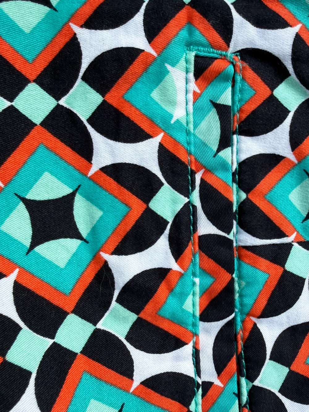 crown & ivy Geometric Aqua, Black & Orange Printed Women’s Shorts - Picture 3 of 4